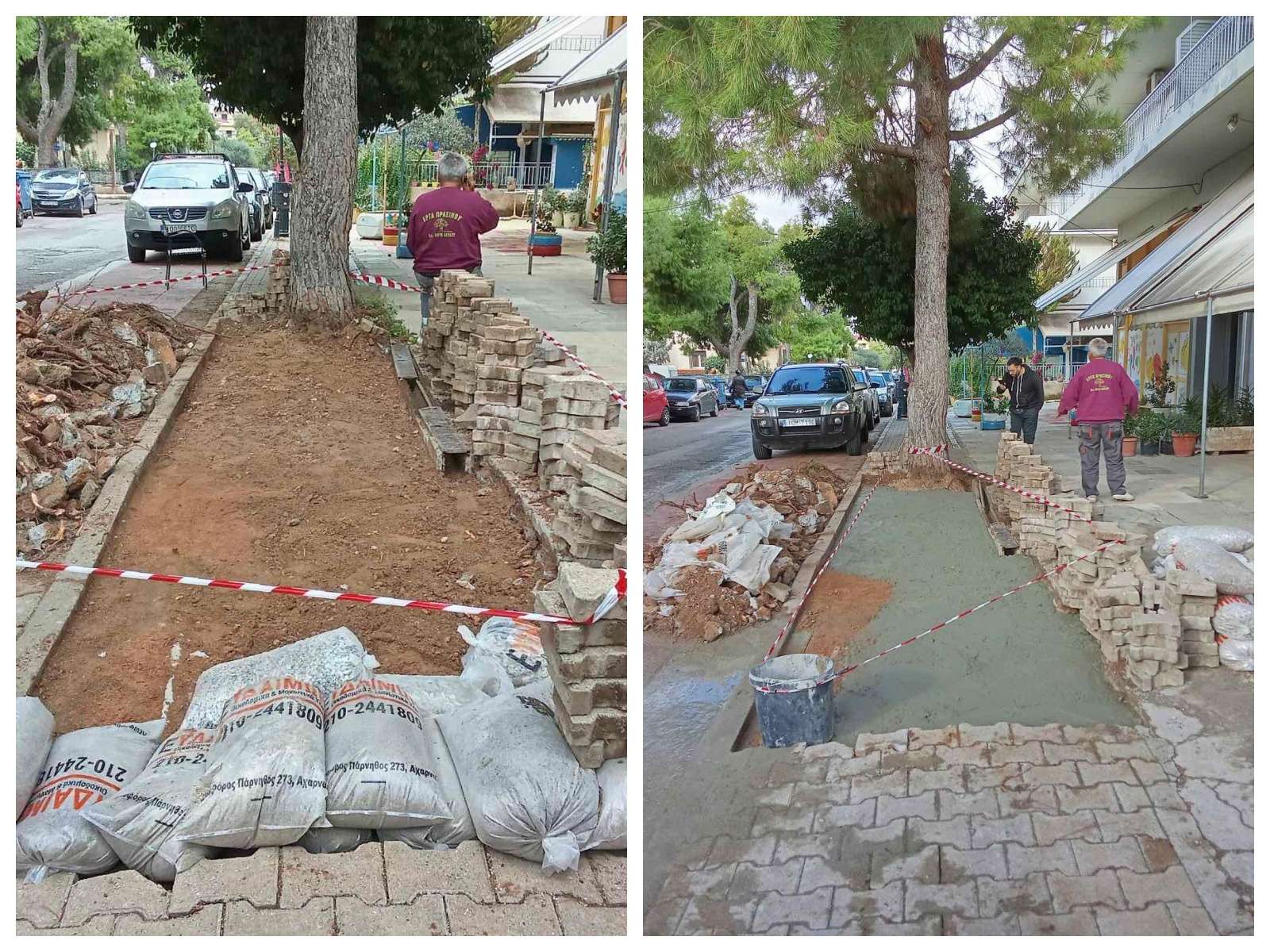 Συνεχίζονται οι εργασίες επισκευής πεζοδρομίου στην οδό Πίνδου στην Πεύκη